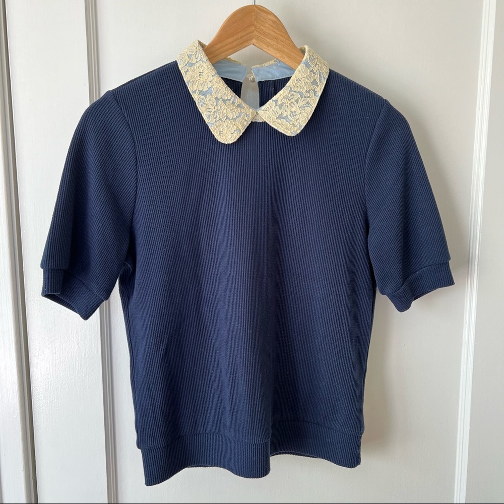 Cotton sweater with lace collar size S